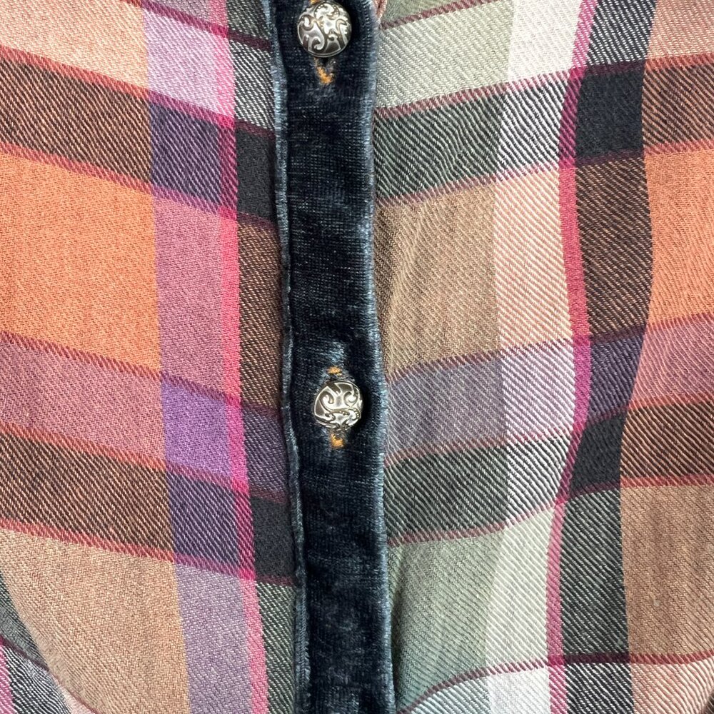 Soft Surroundings Plaid Button Front Flared Swing Tunic Top Size PL Western - Picture 2 of 9